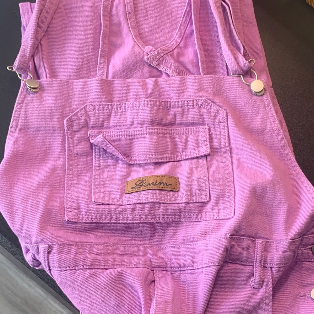 Lavender Denim Overalls with Front Pocket